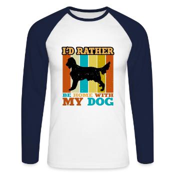 Irischer Setter Hund Liebhaber Silhouette Vintage Sonnenuntergang - Unisex Baseballshirt langarm - Weiß/Navy - Vorne - Nik (191cm)