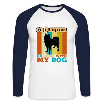 Husky Dog Silhouette Vintage Sonnenuntergang für Hundeliebhaber - Unisex Baseballshirt langarm - Weiß/Navy - Vorne - Nik (191cm)