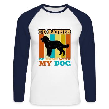 Hovawart Dog Lover Silhouette Vintage Sunset - T-shirt baseball manches longues Homme - blanc/marine - Devant - Nik (191cm)