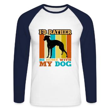 Italian Greyhound Dog Love Silhouette Retro Sunset - Unisex Long Sleeve Baseball T-Shirt - white/navy - Front - Nik (191cm)