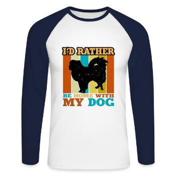 Japanischer Kinn Hund Liebhaber Silhouette Vintage Sonnenuntergang - Unisex Baseballshirt langarm - Weiß/Navy - Vorne - Nik (191cm)