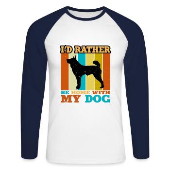 Karelian Bear Dog Lover Silhouette Vintage Sunset - Unisex Long Sleeve Baseball T-Shirt - white/navy - Front - Nik (191cm)