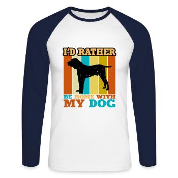 Kumaon Mastiff Hund Liebhaber Silhouette Vintage Sonnenuntergang - Unisex Baseballshirt langarm - Weiß/Navy - Vorne - Nik (191cm)