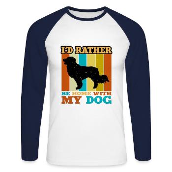 Kooikerhondje Dog Lover Silhouette Vintage Sunset - T-shirt baseball manches longues Homme - blanc/marine - Devant - Nik (191cm)