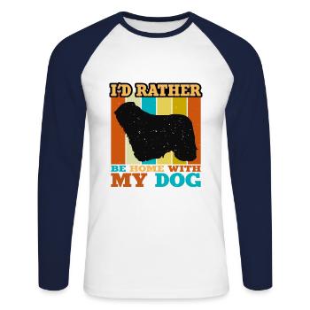 Komondor Dog Lover Silhouette Vintage Sunset - T-shirt baseball manches longues Homme - blanc/marine - Devant - Nik (191cm)
