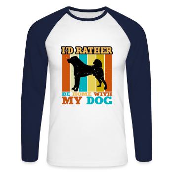Kangal Dog Lover Silhouette Vintage Sunset - T-shirt baseball manches longues Homme - blanc/marine - Devant - Nik (191cm)