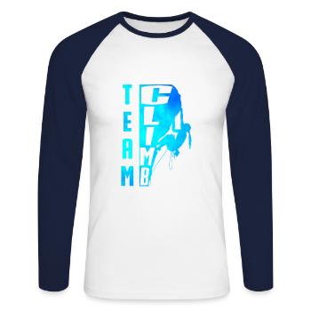 Team climb - T-shirt baseball manches longues Homme - blanc/marine - Devant - Nik (191cm)