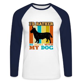 Lancashire Heeler Dog Love Silhouette Retro Sunset - Unisex Long Sleeve Baseball T-Shirt - white/navy - Front - Nik (191cm)
