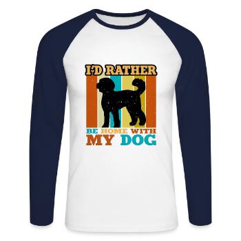 Labradoodle Dog Lover Silhouette Vintage Sunset - Unisex Long Sleeve Baseball T-Shirt - white/navy - Front - Nik (191cm)