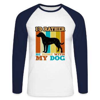 Uruguayan Cimarron Dog Silhouette Retro Sunset - Unisex Long Sleeve Baseball T-Shirt - white/navy - Front - Nik (191cm)
