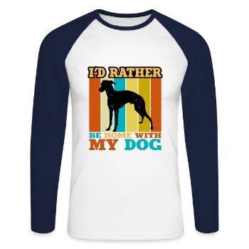 Rampur Greyhound Dog Lover Silhouette Retro Sunset - Unisex Long Sleeve Baseball T-Shirt - white/navy - Front - Nik (191cm)