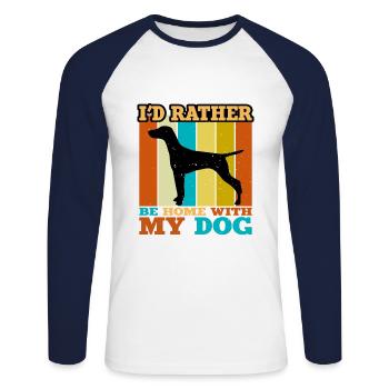 Vizsla Dog Lover Silhouette Vintage Sunset - Unisex Long Sleeve Baseball T-Shirt - white/navy - Front - Nik (191cm)