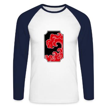 Manga-Kunst - Unisex Baseballshirt langarm - Weiß/Navy - Vorne - Nik (191cm)