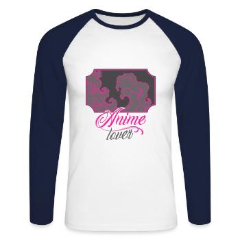 Anime lover - T-shirt baseball manches longues Homme - blanc/marine - Devant - Nik (191cm)