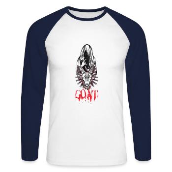 Grim mower G O A T - Unisex Long Sleeve Baseball T-Shirt - white/navy - Front - Nik (191cm)