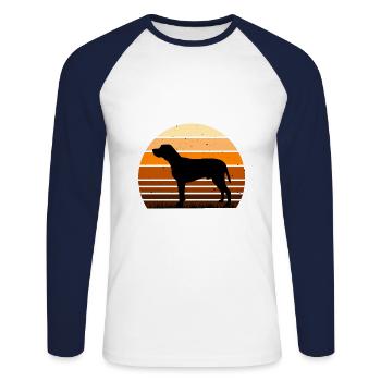Braque Du Bourbonnais Dog Silhouette Retro Sunset - Unisex Long Sleeve Baseball T-Shirt - white/navy - Front - Nik (191cm)