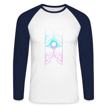 Skull art soleil couleur lining work - T-shirt baseball manches longues Homme - blanc/marine - Devant - Nik (191cm)