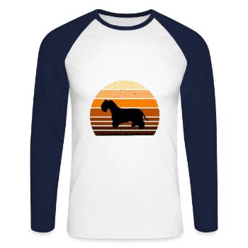Cesky Terrier Hundeliebhaber Silhouette Vintage Sonnenuntergang - Unisex Baseballshirt langarm - Weiß/Navy - Vorne - Nik (191cm)