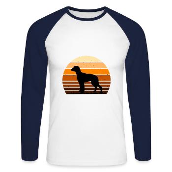 Chien Francais Tricolore Dog Silhouette Retro Sun - Unisex Long Sleeve Baseball T-Shirt - white/navy - Front - Nik (191cm)