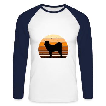 Canadian Eskimo Dog Love Silhouette Vintage Sunset - T-shirt baseball manches longues Homme - blanc/marine - Devant - Nik (191cm)