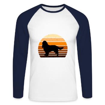 English Springer Spaniel Dog Silhouette Retro Sun - Unisex Baseballshirt langarm - Weiß/Navy - Vorne - Nik (191cm)