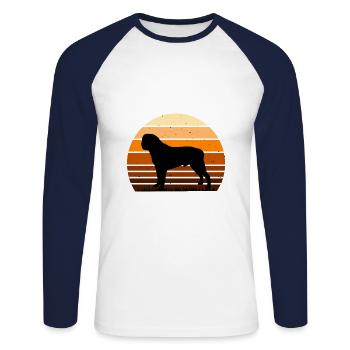 Mastiff anglais Chien Amour Silhouette Vintage Coucher de soleil - T-shirt baseball manches longues Homme - blanc/marine - Devant - Nik (191cm)