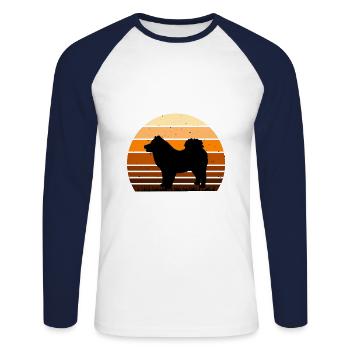 Eurasier Dog Lover Silhouette Vintage Sunset - Unisex Long Sleeve Baseball T-Shirt - white/navy - Front - Nik (191cm)