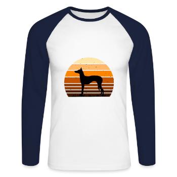 Ibizan Hound Dog Lover Silhouette Vintage Sunset - Unisex Long Sleeve Baseball T-Shirt - white/navy - Front - Nik (191cm)