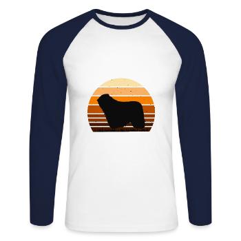 Komondor Dog Lover Silhouette Vintage Sunset - T-shirt baseball manches longues Homme - blanc/marine - Devant - Nik (191cm)