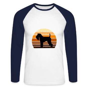 Kerry Blue Terrier Dog Silhouette Retro Sunset - T-shirt baseball manches longues Homme - blanc/marine - Devant - Nik (191cm)