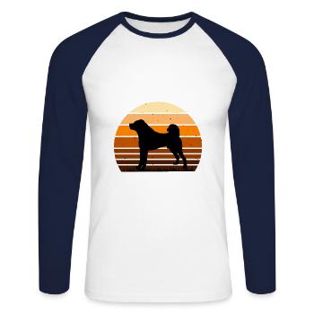 Kangal Dog Lover Silhouette Vintage Sunset - T-shirt baseball manches longues Homme - blanc/marine - Devant - Nik (191cm)