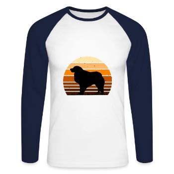 Kuvasz Dog Lover Silhouette Vintage Sunset - T-shirt baseball manches longues Homme - blanc/marine - Devant - Nik (191cm)