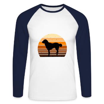 Kuchi Afghan Shepard Dog Silhouette Rétro Coucher de soleil - T-shirt baseball manches longues Homme - blanc/marine - Devant - Nik (191cm)