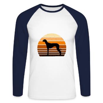 Alte kroatische Windhund Hund Silhouette Retro Sonne - Unisex Baseballshirt langarm - Weiß/Navy - Vorne - Nik (191cm)