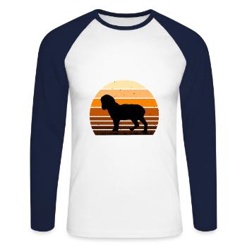 Norfolk Spaniel Dog Love Silhouette Vintage Sunset - Unisex Long Sleeve Baseball T-Shirt - white/navy - Front - Nik (191cm)