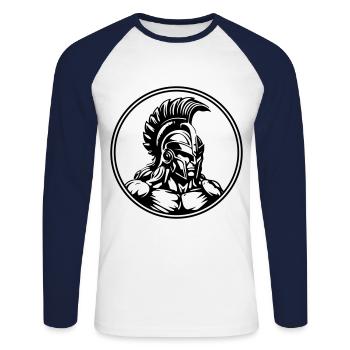 Muscles de gladiateurs guerriers spartiates - T-shirt baseball manches longues Homme - blanc/marine - Devant - Nik (191cm)