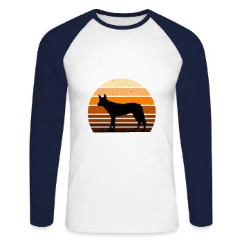 Tamaskan Dog Lover Silhouette Vintage Sunset - Unisex Long Sleeve Baseball T-Shirt - white/navy - Front - Nik (191cm)