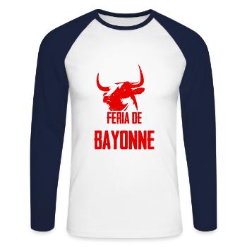 Feria de Bayonne - Unisex Long Sleeve Baseball T-Shirt - white/navy - Front - Nik (191cm)
