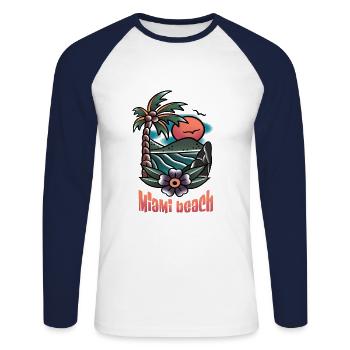 Miami Beach old-school tattoo art - Unisex Long Sleeve Baseball T-Shirt - white/navy - Front - Nik (191cm)