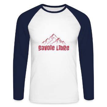 Savoie libre mountains lineart - Unisex Baseballshirt langarm - Weiß/Navy - Vorne - Nik (191cm)