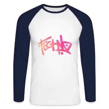 Techno-Tag - Unisex Baseballshirt langarm - Weiß/Navy - Vorne - Nik (191cm)