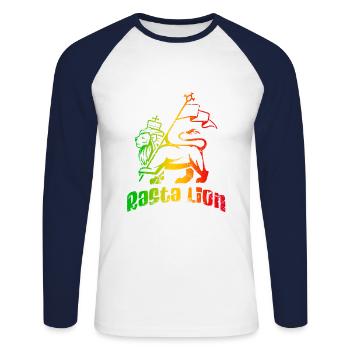 Rasta Lion - T-shirt baseball manches longues Homme - blanc/marine - Devant - Nik (191cm)