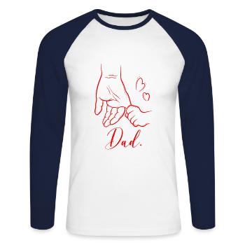 Hände Vater und Kind Strichzeichnungen - Unisex Baseballshirt langarm - Weiß/Navy - Vorne - Nik (191cm)