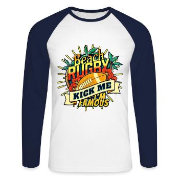 BEACH RUGBY - KICK ME - Unisex Long Sleeve Baseball T-Shirt - white/navy - Front - Nik (191cm)