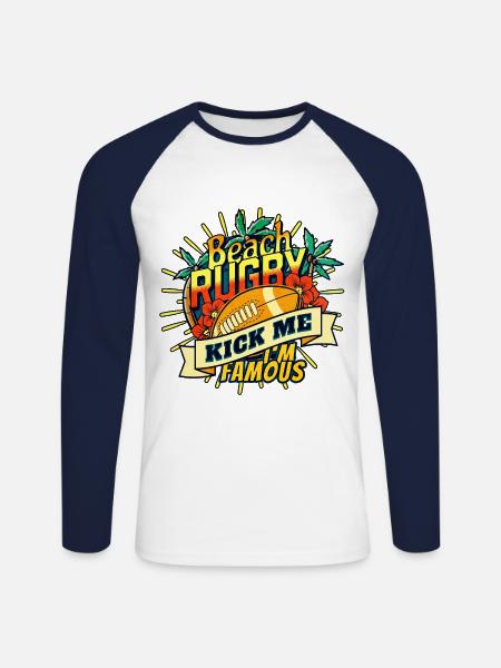 BEACH RUGBY - KICK ME - Unisex Long Sleeve Baseball T-Shirt - white/navy