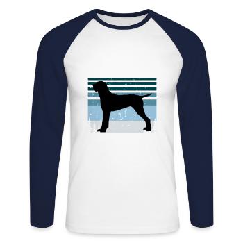 Ariege Pointer Dog Lover Silhouette Vintage Sunset - Unisex Baseballshirt langarm - Weiß/Navy - Vorne - Nik (191cm)