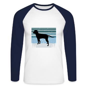 Silhouette de chien Anglo Francais de Petite Venerie - T-shirt baseball manches longues Homme - blanc/marine - Devant - Nik (191cm)