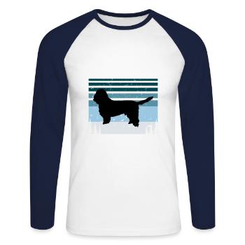 Basset Griffon Vendéen Petit Dog Silhouette Retro - Unisex Baseballshirt langarm - Weiß/Navy - Vorne - Nik (191cm)