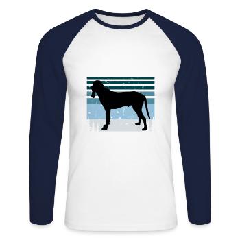 Ariegeois Dog Lover Silhouette Vintage Sunset - T-shirt baseball manches longues Homme - blanc/marine - Devant - Nik (191cm)