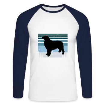 Berner Laufhund Dog Love Silhouette Vintage Sunset - Unisex Long Sleeve Baseball T-Shirt - white/navy - Front - Nik (191cm)